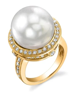White South Sea Pearl & Diamond Nyx Cocktail Ring