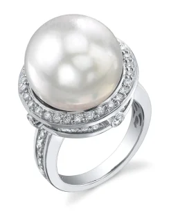 White South Sea Pearl & Diamond Nyx Cocktail Ring
