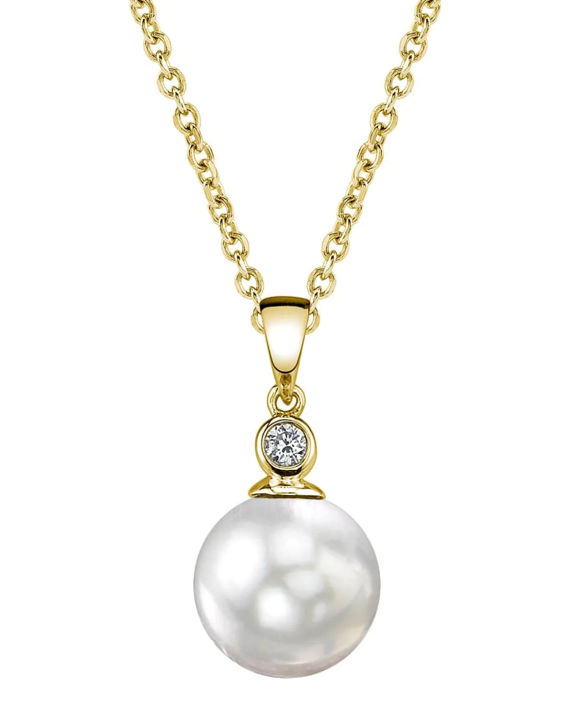 White South Sea Pearl & Diamond Bezel Pendant