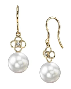 White South Sea Pearl & Diamond Gentry Dangle Earrings