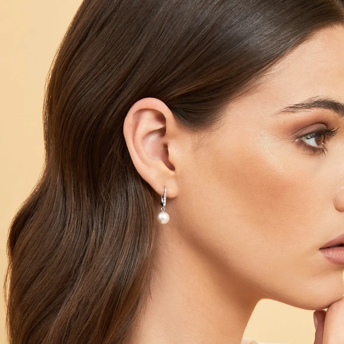 White South Sea Pearl & Diamond Equinox Dangle Earrings