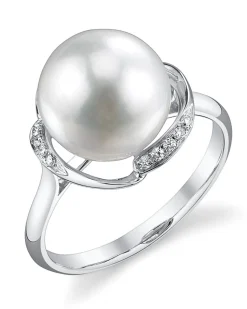 White South Sea Pearl & Diamond Luminary Cocktail Ring