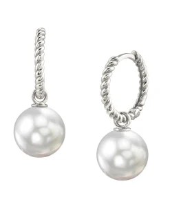 White South Sea Pearl Lyra Hoop Earrings