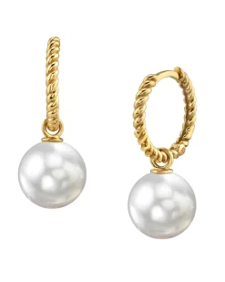 White South Sea Pearl Lyra Hoop Earrings