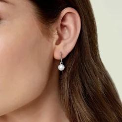 White South Sea Pearl Lyra Hoop Earrings