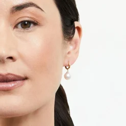 White South Sea Pearl Poise Hoop Earrings
