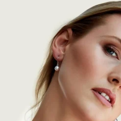 White South Sea Pearl Shepherd Hook Dangle Earrings