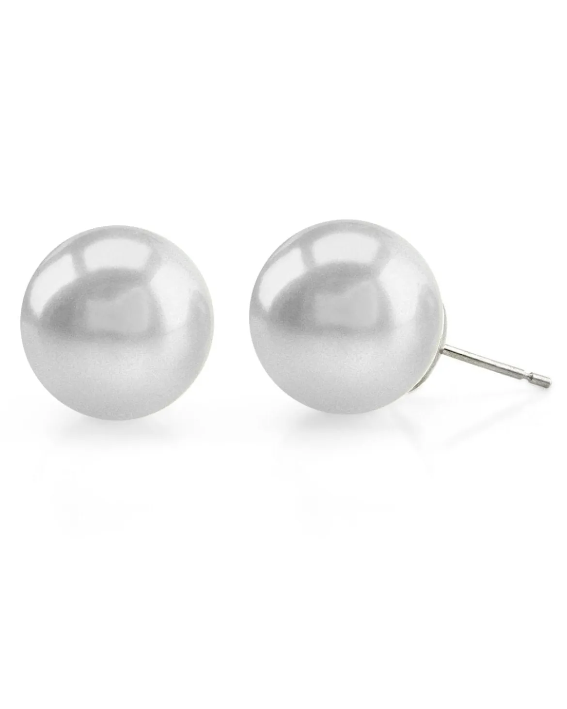 White South Sea Round Pearl Stud Earrings, 8.0-9.0mm