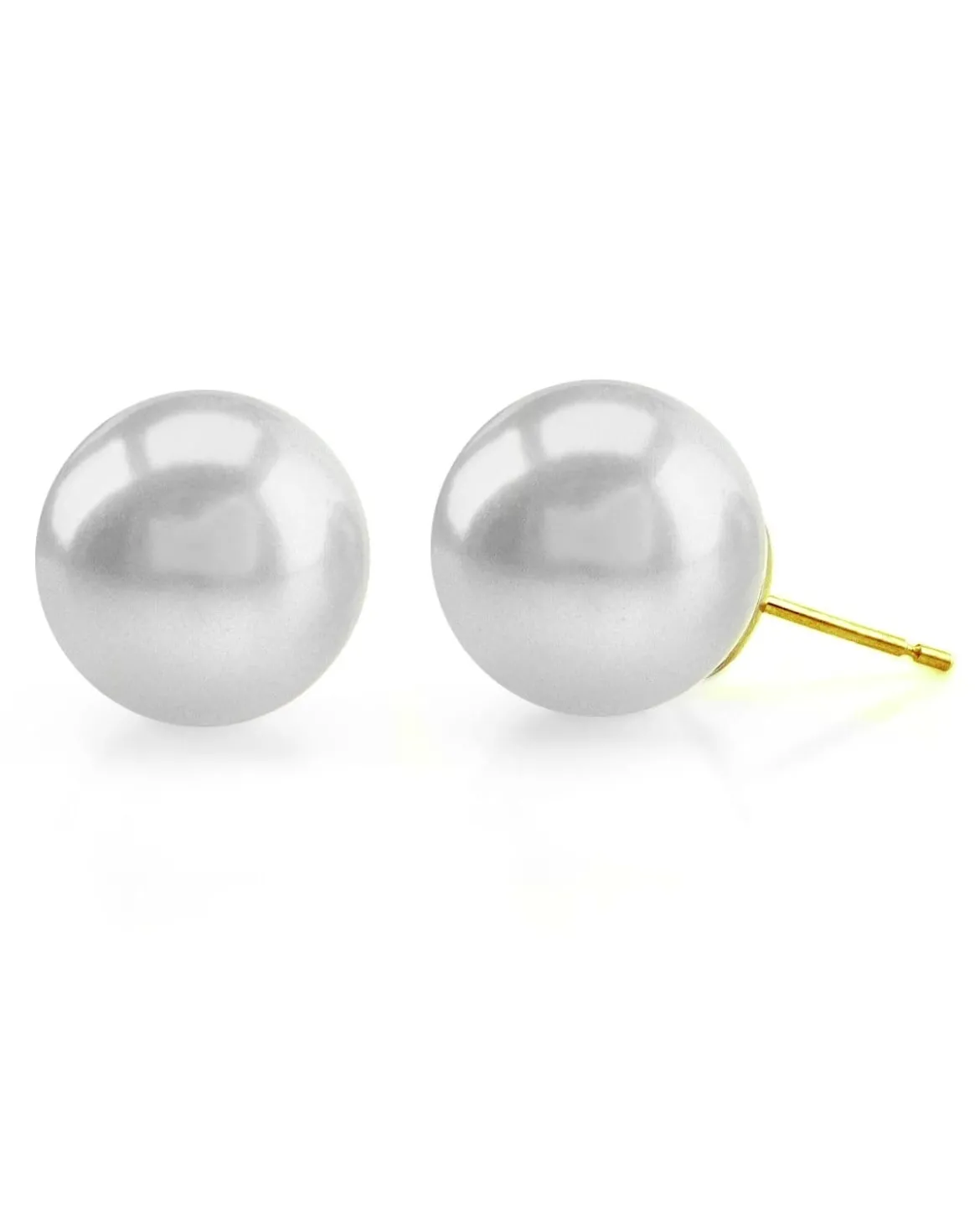 White South Sea Round Pearl Stud Earrings, 8.0-9.0mm